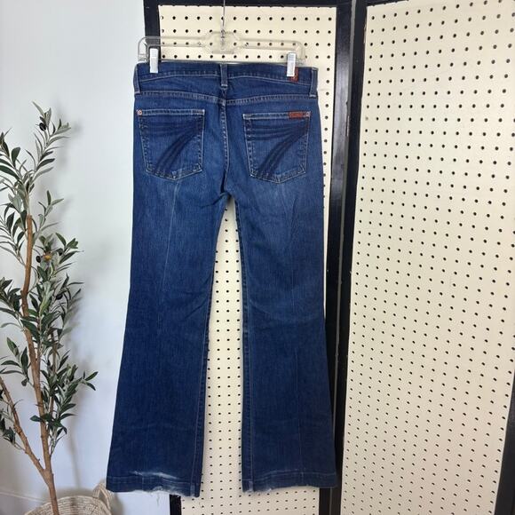 7 for all Mankind Dojo Flare Leg Jeans Dark Wash Dark Stitch Flare Leg 28 Y2K - Picture 1 of 7